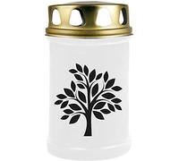 HS Candle Lanterne funéraire (blanc) - Durée de combustion : environ 48 h - Motif : arbre - Disponible dans de nombreuses variantes