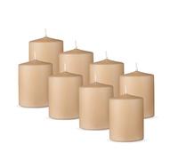 HS Candle Lot de 8 bougies piliers « Beige » - Diamètre : 7 x 8 cm - Longue durée de combustion jusqu'à 20 heures - Bougies colonnes non parfumées - Plusieurs couleurs/tailles