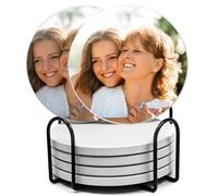 HSAEANZL Lot de 6 dessous de verre circulaires en céramique, personnalisables pour photos, 10 x 10 cm, protection de bureau, matériau absorbant pour protéger le bureau, ajouter de l'atmosphère au café
