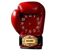 HSAEANZL Personnalisation Gant de boxe Horloge murale avec nom Ceinture de championnat Design 2D Acrylique Plat Impression Décorative Thème Horloge pour Gym Boxe Anneau Décor 10/12/14/16 pouces