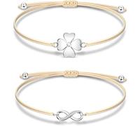 HSAJS 2 Paires Bracelet pour Femmes Fille, Bracelets Infini et Porte Bonheur Bracelet Bijoux Fait Main Bracelet Cordon Tressé Réglable Cadeau Chanceux pour Femme Filles (Jaune)