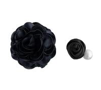HSAJS 2 Pièces Ensemble Broche Camélia Floral Épingle Cheveux Perle Accessoire Bijou Femme Élégant Satin Rose Pétale Décoration Vêtement