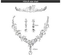 HSAJS 3 Pièces Ensemble Bijoux Diadème Cristal Brillant Collier Boucles D'oreilles Parure Mariage Cérémonie Élégant Accessoire Femme
