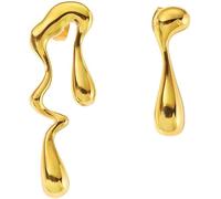 HSAJS Boucles D'oreilles Asymétriques Sculptées Forme Fluide Bijoux Élégants Minimalistes Dorées Brillantes