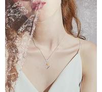 HSAJS Collier Pendentif Cœur Floral Argent Chaîne Fine Bijou Élégant Cristal Brillant Femme Romantique Printemps