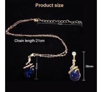 HSAJS Ensemble Bijoux Serpent Enroulé Goutte Cristal Collier Boucles Oreilles Chaîne Ajustable Pendentif Brillant Accessoires Femme