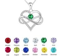 HSAJS Pendentif Cœur Infini Argent Collier Pierre Naissance Septembre Saphir Bijoux Femme Chaîne Élégante Cristal Zirconium