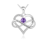 HSAJS Pendentif Cœur Infini Argent Collier Pierre Naissance Septembre Saphir Bijoux Femme Chaîne Élégante Cristal Zirconium