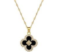 HSAJS Pendentif Trèfle Orné Cristaux Brillants Collier Chaîne Élégante Bijou Femme Luxueux Accessoire Intemporel