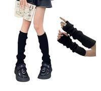 HSAJS Set Jambières Mitaines Gants Y2K Style Lolita Chauffe Jambes Gants Longs Sans Doigts Gants Mignon Mode Accessoires pour Femme