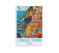 HSAYYIII Cinque Terre Affiche vintage de voyage Italie 20 x 30 cm Impression sur toile Art mural Décoration de chambre à coucher