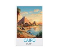HSAYYIII Poster de voyage vintage du Caire Égypte 50 x 75 cm Impression sur toile Décoration murale pour chambre à coucher