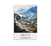 HSAYYIII Poster de voyage vintage Haïti Caraïbes 60 x 90 cm Impression sur toile Décoration murale pour chambre à coucher