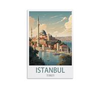 HSAYYIII Poster de voyage vintage Istanbul Turquie 20 x 30 cm Impression sur toile Décoration de chambre à coucher