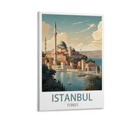 HSAYYIII Poster de voyage vintage Istanbul Turquie 20 x 30 cm Impression sur toile Décoration de chambre à coucher