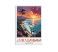 HSAYYIII Poster de voyage vintage Santa Barbara California - 30 x 45 cm - Impression sur toile - Décoration murale pour chambre à coucher