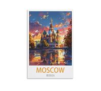 HSAYYIII Poster vintage de voyage Moscou Russie - Impression sur toile - Décoration murale pour chambre à coucher - 20 x 30 cm