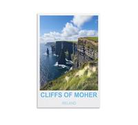 HSAYYIII Poster vintage sur toile Falaises de Moher Irlande 20 x 30 cm Décoration murale pour chambre à coucher