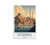 HSAYYIII Poster vintage sur toile représentant la Turquie d'Istanbul (50 x 75 cm) - Décoration murale pour chambre à coucher