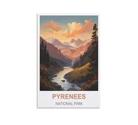 HSAYYIII Poster vintage sur toile représentant le parc national des Pyrénées 30 x 45 cm