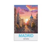 HSAYYIII Poster vintage sur toile représentant Madrid Espagne 30 x 45 cm Décoration murale pour chambre à coucher