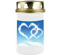 HScandle Bougie funéraire (blanc) Durée de combustion env. 48 h - Motif : cœur dans de nombreuses variantes