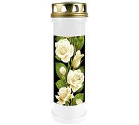 HScandle Feu funéraire (Blanc) env. Durée de Combustion 100 h - 4 Jours - Motif Fleurs