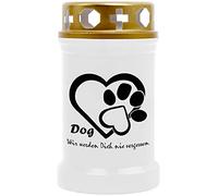 HScandle Lampe funéraire (Blanc) env. Durée de Combustion : 40 h - Motif : Groupe Chiens 1 Herz Pfote