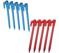HSCGIN Lot de 10 piquets de tente en plastique - 147 x 11,9 mm - Rouge et bleu - Durables - Pour fixation, enfoncer piquets, filet de jardin, tentes de camping, bâche de pluie et bordure de pelouse