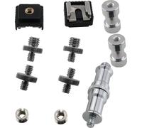 HSCGIN Lot de 11 accessoires universels pour appareil photo - En métal argenté - Vis de conversion - Support de flash - Adaptateur fileté pour trépieds et plaque à dégagement rapide