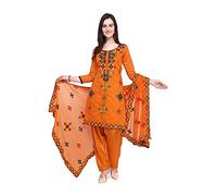 HSD Ensemble Salwar Kameez Femme Prêt à porter Taille Plus Combinaisons Salwar Patiala Robes indiennes pour femmes, Orange, 3XL