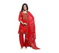 HSD Ensemble Salwar Kameez Femme Prêt à porter Taille Plus Combinaisons Salwar Patiala Robes indiennes pour femmes, Rouge, 3XL