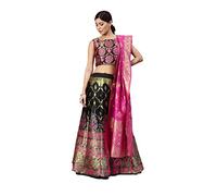 HSD Lehenga Choli pour femme prêt à l'emploi pour fête indienne Lehenga pour femme prêt à porter, noir/rose, Large
