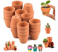 HSDLEWJ Lot de 24 Pots de Fleurs en Argile Terre Cuite avec Trou de Drainage, 3,5 x 3 cm, Mini Pots Réutilisables pour Décoration Intérieure et Extérieure