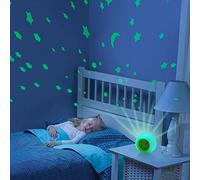 HSDSH Réveil Enfant, Réveil d’Apprentissage au Sommeil pour Enfant, avec Projecteur d'Étoiles veilleuse, Alarme et Son favorisant Le Sommeil intégrés (Vert)