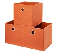 HSDT Boîte De Rangement, 28 x 28 x 28 cm, Orange, 1 Trou Métallique, Pliable, En Tissu, Compatible Avec Cube Organizer Pour Organiser l'encombrement, (lot de 3) QY-SC20-3