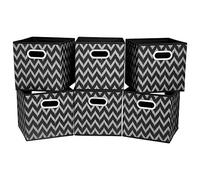 HSDT Boîte De Rangement, Tige Gris-Brun, Pliable, Tissu,27x27x28cm, Avec 2 Poignées En Métal, Compatible Avec l'organisateur De Cube 33CM, (Lot De 6) QY-SC10-6