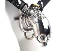 HSDwerwh Cage De Pénis en Acier Inoxydable, Courroie De Chasteté érotique SM Bondage du Pénis Cage Chastetity Dispositif Argent(Size:45MM)