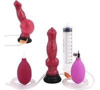 HSDwerwh Gode en Forme De Loup, Gode Gonflable à Jet d'eau avec Pompe, Gode en Silicone, Gode en Forme De Chien, Jouet Sexuel Femme/mâle