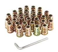 HSEAMALL 100 Pièces Insert Fileté Bois M8 x 20 mm Inserts d'écrou Visser Douille Manchons Insert Fileté Nuts pour Meubles en Bois