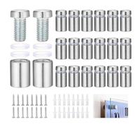 HSEAMALL 20 Pièces 12 x 20mm Entretoise de Verre Vis D'écartement Acier Inoxydable Publicité Vis pour Plaques et Présentoirs de Signe
