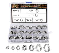 HSEAMALL 85 pcs 7-21 mm oreille simple Tuyau Colliers de serrage réglable Tuyau en acier inoxydable Colliers de serrage Tube Tuyau Attaches Resserrer les pièces Assortiment kit