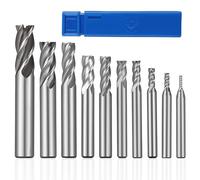 HSEAMALL Lot de 10 fraises en acier rapide 2-12 mm, 4 cannelures, fraises CNC pour métal