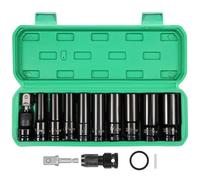 HSEAMALL Lot de 11 douilles hexagonales 1/2" 10-24 mm avec adaptateur et extension pour réparation de voiture et changement de pneu