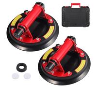 HSEAMALL Lot de 2 ventouses pour verre, carrelage, tôle d'acier, granit, capacité de charge sûre de 20,3 kg (poignée en métal améliorée, rouge)