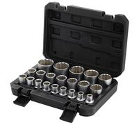 HSEAMALL Lot de 21 douilles cannelées 1/2" à 12 pans - 8 à 36 mm - Douille en acier CR-V métrique