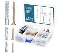 HSEAMALL Lot de 210 chevilles métalliques à visser pour béton cellulaire (ancre murale en acier, argent, M5-M8)