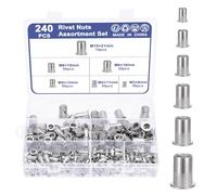 HSEAMALL Lot de 240 écrous à rivets en acier inoxydable 304 M3 M4 M5 M6 M8 M10 pour projets automobiles, industriels et de bricolage, résistants à la corrosion, fixations haute résistance
