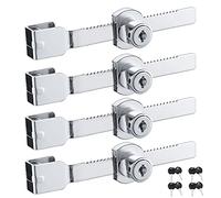 HSEAMALL Lot de 4 serrures à cliquet pour porte coulissante en verre, vitrine, vitrine, armoire en verre avec finition chromée, clés identiques (grand)