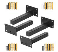 HSEAMALL Lot de 4 supports d'étagère résistants, supports d'étagère flottante 6 pouces, supports muraux industriels en métal, noir